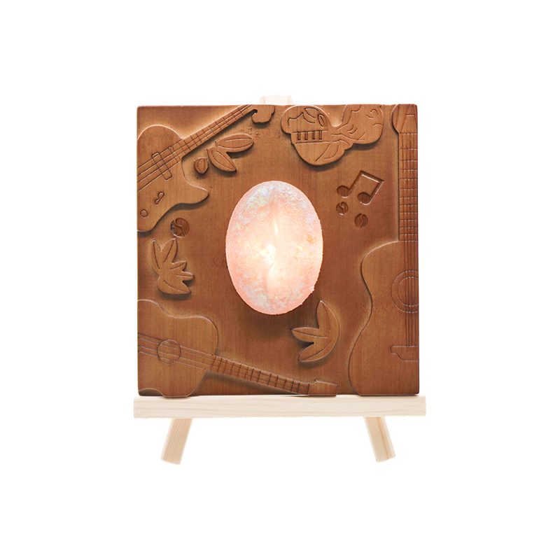 Mørkebrun log bund musik relief træ kunst lampe-træ rim