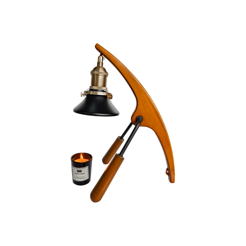 Lysevarmerlampe med buet træarm - Arc Glow